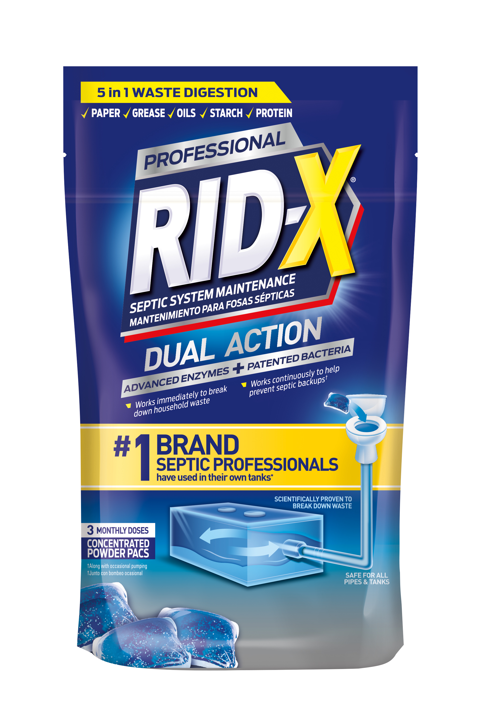 Professional RID-X® Septic System Treatment - Dual Action Septi-Pacs